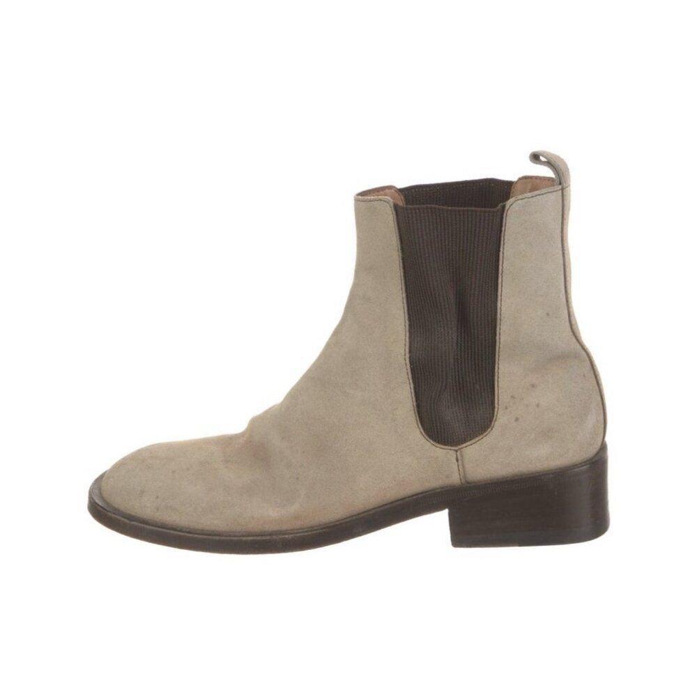 Gucci Authentic Beige Neutral Suede Leather Ankle Chelsea Boots 6 - Picture 1 of 11